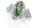 White gold Fancy Green Marquise Cut Halo Diamond Split Shank Engagement Ring with Four-Prong Setting_1