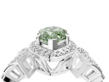 White gold Fancy Green Marquise Cut Halo Diamond Split Shank Engagement Ring with Four-Prong Setting_4