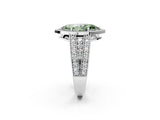 White gold Fancy Green Marquise Cut Halo Diamond Split Shank Ring with Prong Setting_2