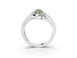 White gold Fancy Green Marquise Cut Halo Diamond Split Shank Ring with Prong Setting_3
