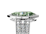 White gold Fancy Green Marquise Cut Halo Diamond Split Shank Ring with Prong Setting_5
