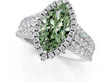 White gold Fancy Green Marquise Cut Halo Pavé Diamond Engagement Ring with Split Shank and Four-Prong Setting_4
