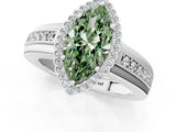 White gold Fancy Green Marquise  Cut Halo Pave Band Four-Prong Ring_50
