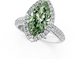 White gold Fancy Green Marquise  Cut Halo Pave Band Four-Prong Setting Ring_55
