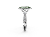 White gold Fancy Green Marquise  Cut Halo Pave Band Four-Prong Setting Ring_56