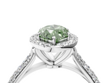 White gold Fancy Green Marquise  Cut Halo Pave Band Four-Prong Setting Ring_58