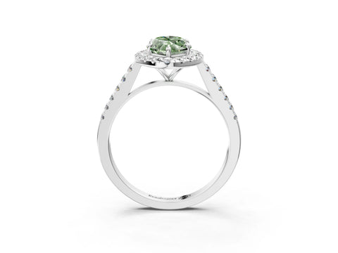 White gold Fancy Green Marquise Cut Halo Pave Diamond Engagement Ring with Four-Prong Setting_15