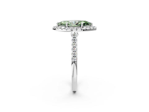 White gold Fancy Green Marquise Cut Halo Pave Diamond Engagement Ring with Four-Prong Setting_20