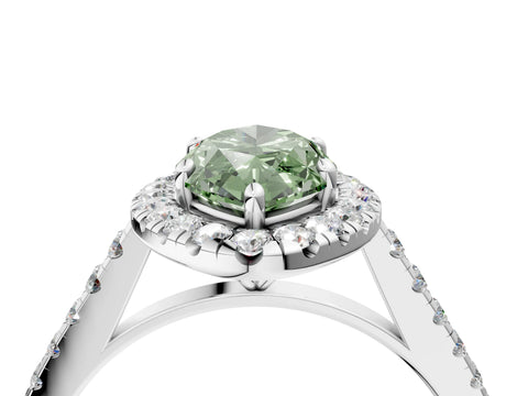 White gold Fancy Green Marquise Cut Halo Pave Diamond Engagement Ring with Four-Prong Setting_22