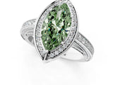 White gold Fancy Green Marquise  Cut Halo Pave Split Shank Prong Setting Ring_32