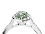 White gold Fancy Green Marquise Cut Halo Round Diamond Pavé Band with Four-Prong Setting_19