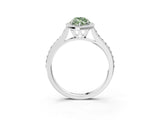 White gold Fancy Green Marquise Cut Halo Round Diamond Pavé Band with Four-Prong Setting_24