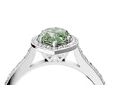 White gold Fancy Green Marquise Cut Halo Round Diamond Pavé Band with Four-Prong Setting_25