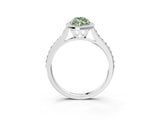 White gold Fancy Green Marquise Cut Halo Round Diamond Pavé Band with Four-Prong Setting_30