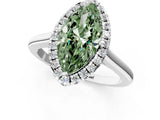White gold Fancy Green Marquise Cut Halo Round Diamond Solitaire Engagement Ring with Pave Band and Four-Prong Setting_25
