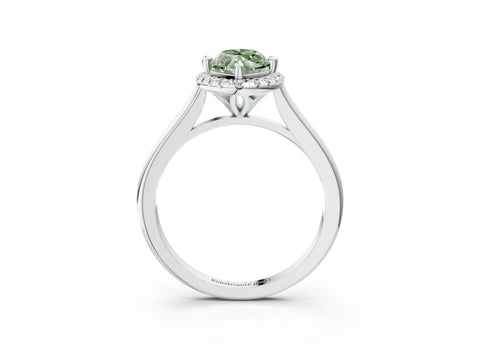 White gold Fancy Green Marquise Cut Halo Round Diamond Solitaire Engagement Ring with Pave Band and Four-Prong Setting_27