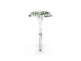 White gold Fancy Green Marquise Cut Halo Round Diamond Solitaire Ring with Pavé Band and Four-Prong Setting_2