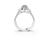 White gold Fancy Green Marquise Cut Halo Round Diamond Twist Band with Four-Prong Setting_15