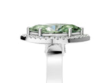 White gold Fancy Green Marquise Cut Halo Round Diamond Twist Band with Four-Prong Setting_17