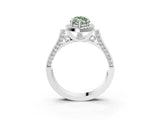 White gold Fancy Green Marquise Cut Halo Round Diamond Twist Band with Four-Prong Setting_27