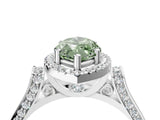 White gold Fancy Green Marquise Cut Halo Round Diamond Twist Band with Four-Prong Setting_29