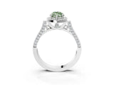 White gold Fancy Green Marquise Cut Halo Round Diamond Twist Band with Four-Prong Setting_3