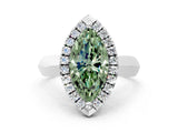 White gold Fancy Green Marquise  Cut Halo Solitaire Engagement Ring with Square Band and Four-Prong Setting_143