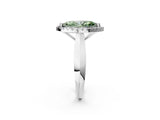 White gold Fancy Green Marquise  Cut Halo Solitaire Engagement Ring with Square Band and Four-Prong Setting_145