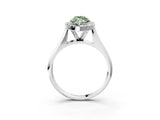 White gold Fancy Green Marquise  Cut Halo Solitaire Engagement Ring with Square Band and Four-Prong Setting_146
