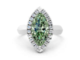 White gold Fancy Green Marquise  Cut Halo Solitaire Engagement Ring with Square Band and Four-Prong Setting_90
