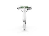 White gold Fancy Green Marquise  Cut Halo Solitaire Engagement Ring with Square Band and Four-Prong Setting_92