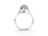 White gold Fancy Green Marquise  Cut Halo Solitaire Engagement Ring with Square Band and Four-Prong Setting_93