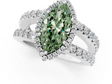 White gold Fancy Green Marquise  Cut Halo Split Shank Diamond Ring with Four-Prong Setting_46