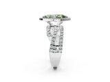 White gold Fancy Green Marquise  Cut Halo Split Shank Prong Setting Ring_50