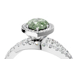 White gold Fancy Green Marquise  Cut Halo Split Shank Prong Setting Ring_52