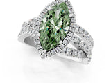 White gold Fancy Green Marquise  Cut Halo Split Shank Prong Setting Ring_61