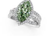 White gold Fancy Green Marquise  Cut Halo Split Shank Prong Setting Ring_62