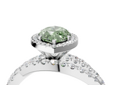 White gold Fancy Green Marquise  Cut Halo Split Shank Prong Setting Ring_64