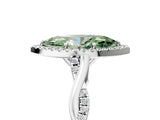 White gold Fancy Green Marquise Cut Halo Twist Band with Four-Prong Setting_100
