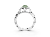 White gold Fancy Green Marquise Cut Halo Twist Band with Four-Prong Setting_15