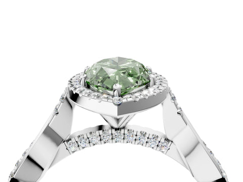 White gold Fancy Green Marquise Cut Halo Twist Band with Four-Prong Setting_4
