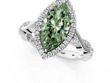 White gold Fancy Green Marquise Cut Halo Twist Band with Four-Prong Setting_86