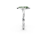 White gold Fancy Green Marquise Cut Halo Twist Band with Four-Prong Setting_87