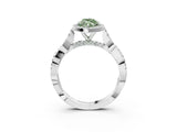 White gold Fancy Green Marquise Cut Halo Twist Band with Four-Prong Setting_88