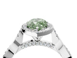 White gold Fancy Green Marquise Cut Halo Twist Band with Four-Prong Setting_89