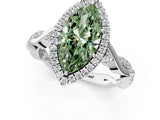 White gold Fancy Green Marquise Cut Halo Twist Band with Four-Prong Setting_96