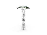 White gold Fancy Green Marquise Cut Halo Twist Band with Four-Prong Setting_97