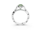 White gold Fancy Green Marquise Cut Halo Twist Band with Four-Prong Setting_98