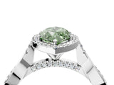 White gold Fancy Green Marquise Cut Halo Twist Band with Four-Prong Setting_99