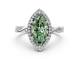 White gold Fancy Green Marquise  Cut Halo Twisted Band Four-Prong Ring_37